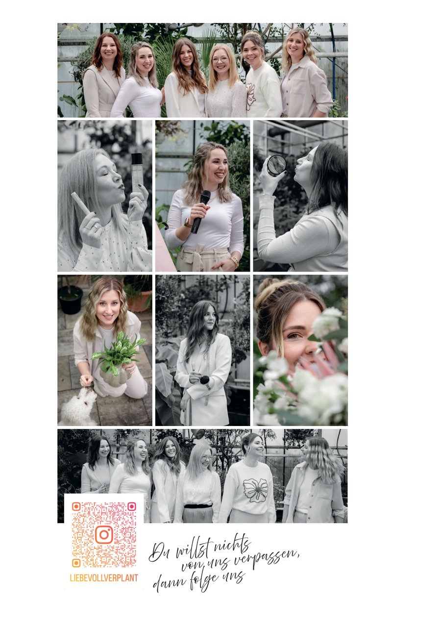 Liebevoll Verplant – Rückseite mit Team-Fotocollage
